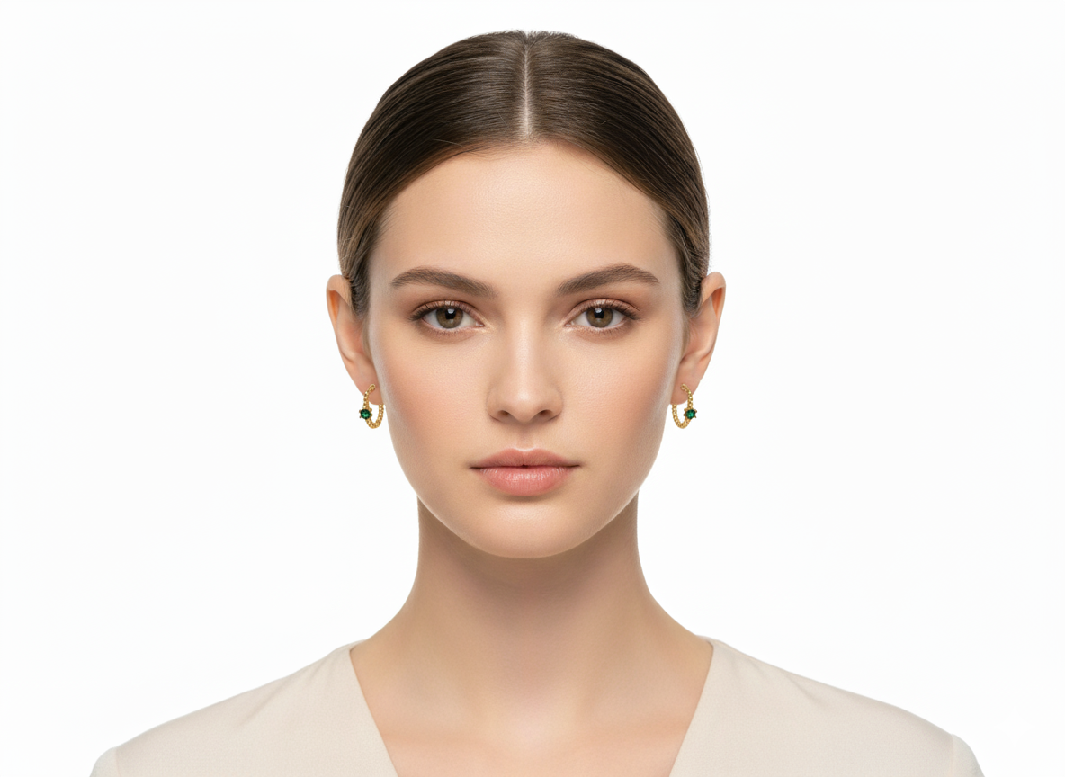 Textured Huggies with Zirconia – 18K Gold Plated