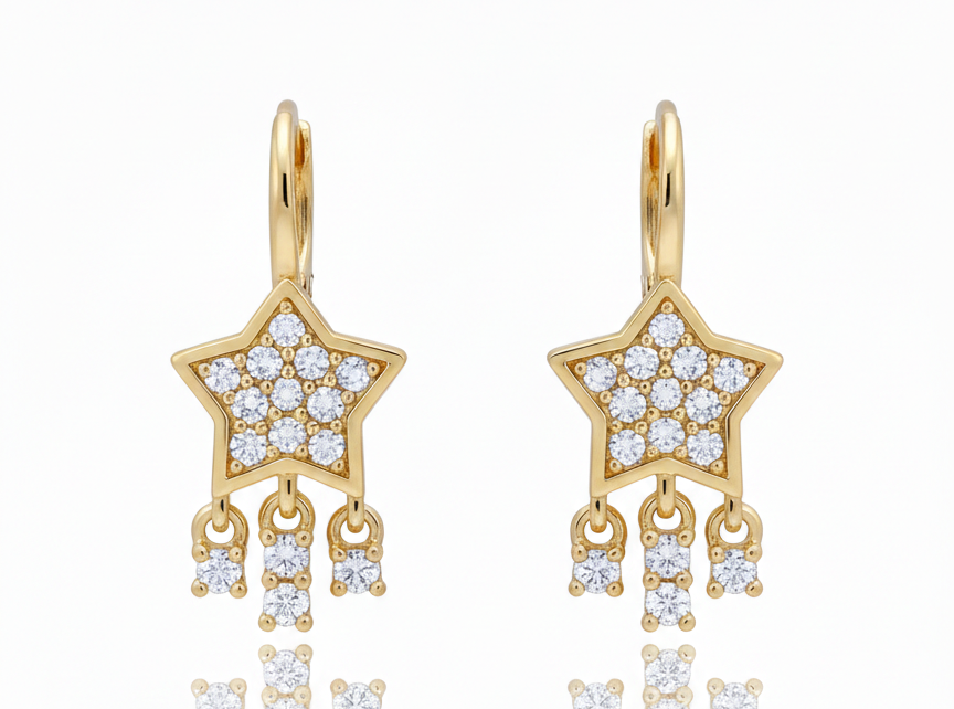 Star Zirconia Huggie Earrings – 18K Gold Plated
