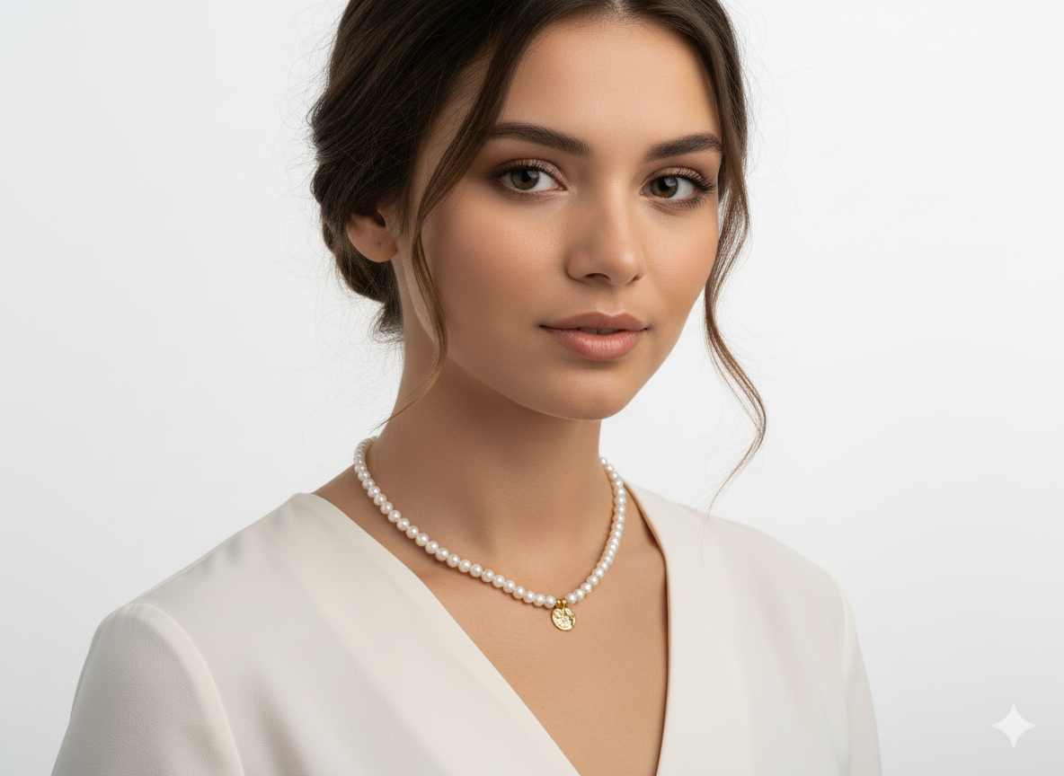 Freshwater Pearl Necklace with Star Pendant – 18K Gold Plated