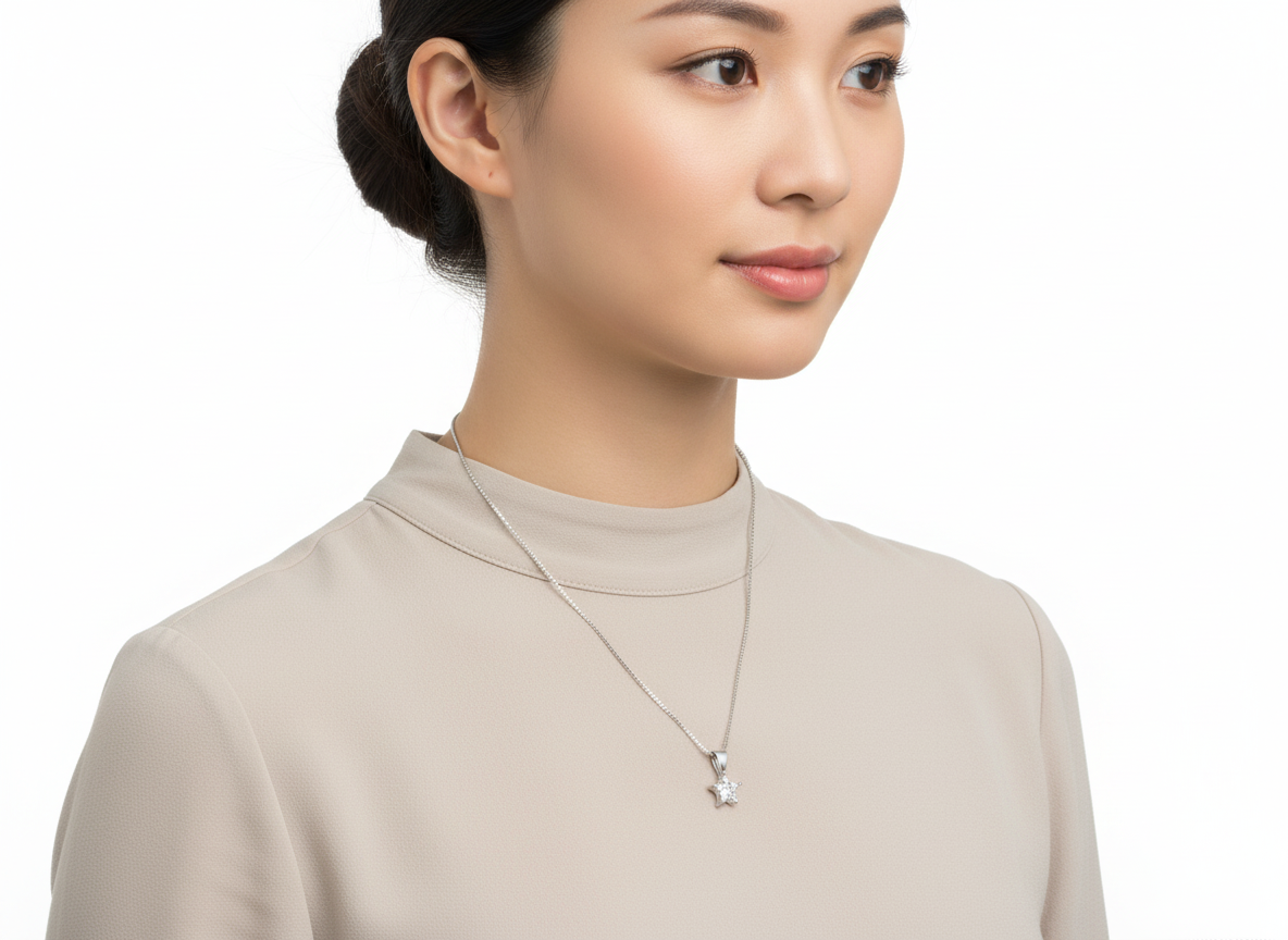 White Star Zirconia Necklace in Sterling Silver 925