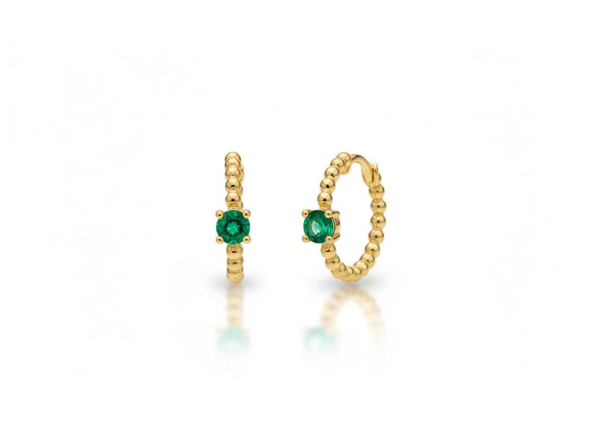 Textured Huggies with Zirconia – 18K Gold Plated