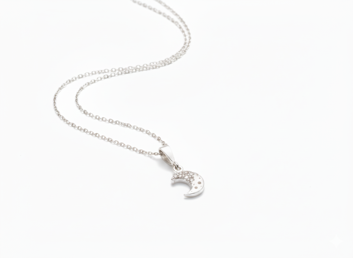 Sterling Silver 925 Noon Necklace and Earrings Set with Zircon