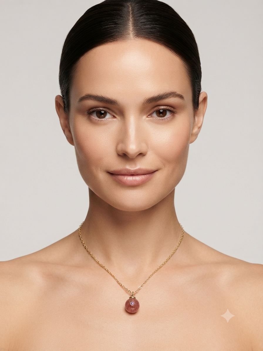 Necklace Pink Quartz & Zirconia – 18K Gold Plated