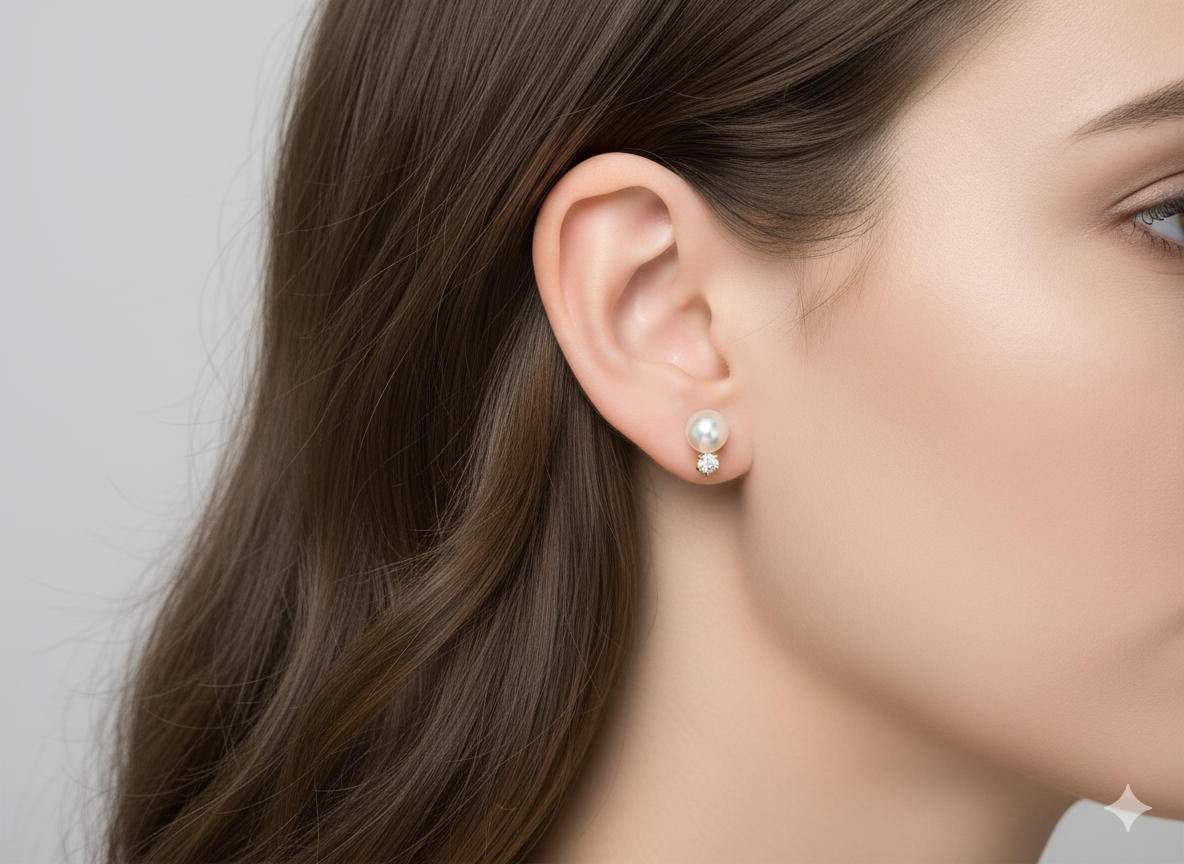 Elegant Pearl Earrings with Zirconia- 18K Gold Plated