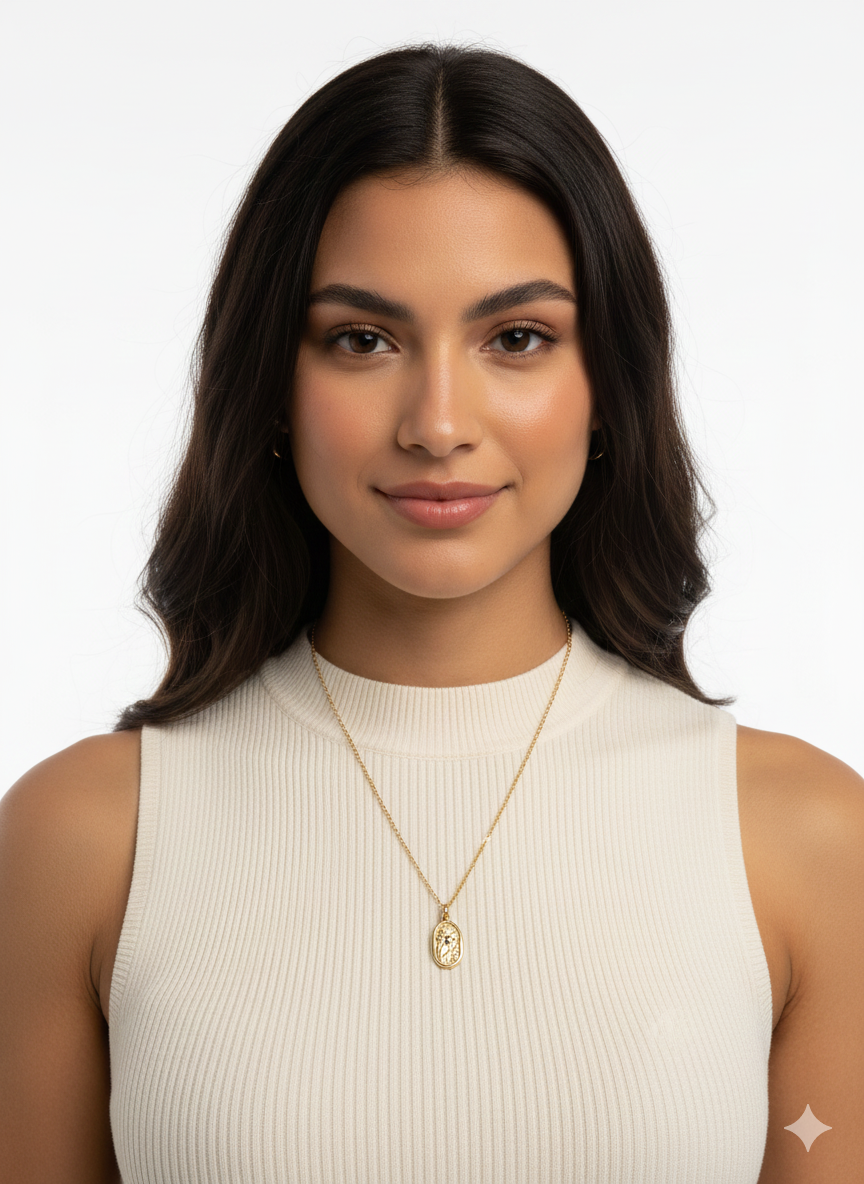 Necklace Rose with Zirconia – 18K Gold Plated- 17” Chain + Adjustable Extension