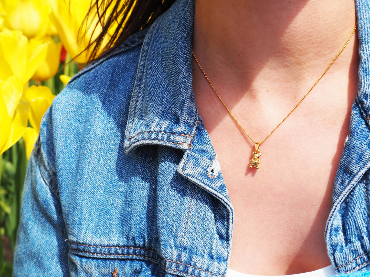 Bear with Heart Necklace| 22k Gold Plated