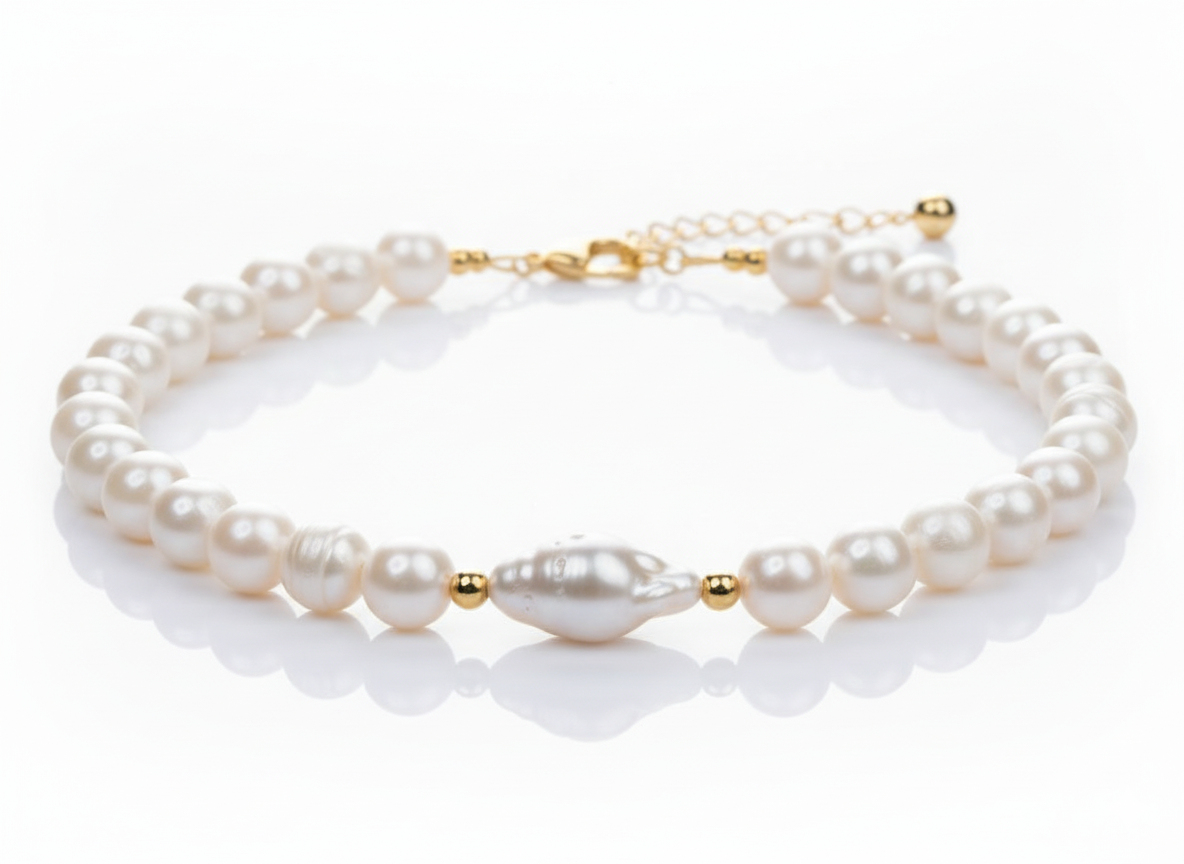 Freshwater Pearl Necklace with Mother of Pearl Centerpiece