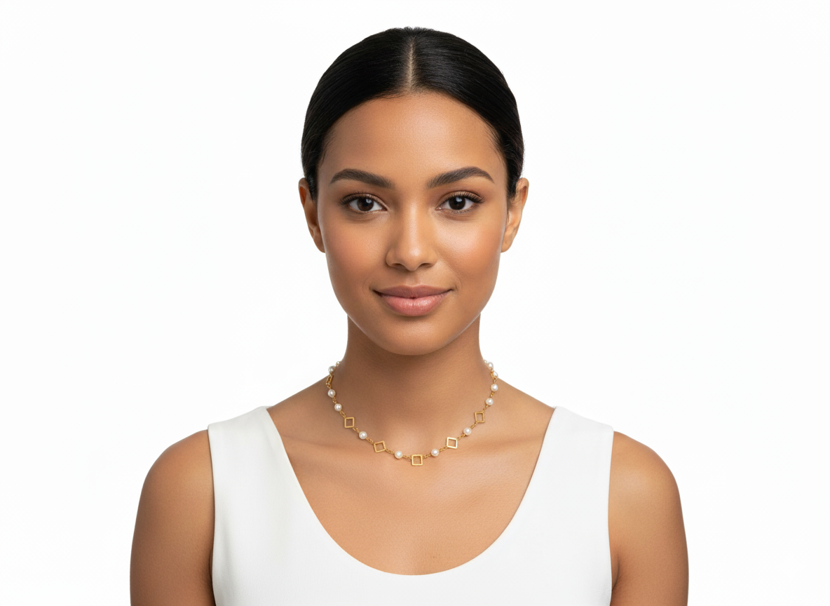18K Gold-Plated Diamond & Pearl Necklace