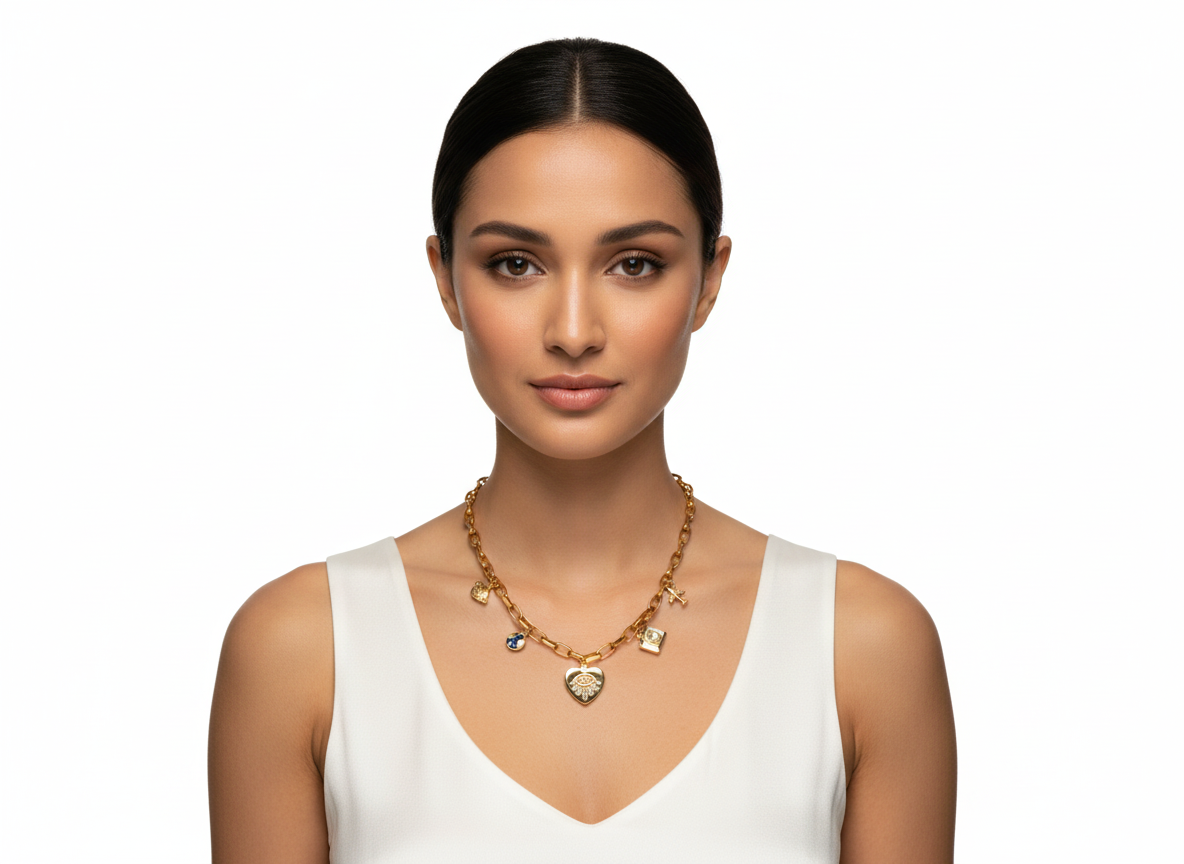 Multi-Charm Necklace – Gold Plated 18K