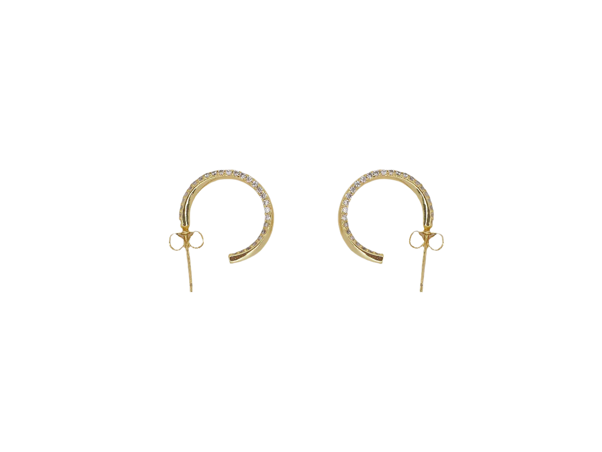 Huggies Delicate with Line of White Zircons – Gold Plated 18K