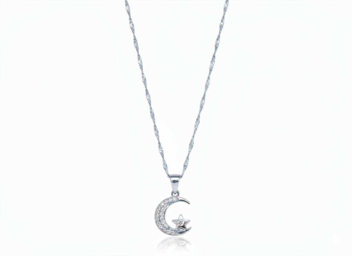 Noon & Star Necklace in Sterling Silver 925
