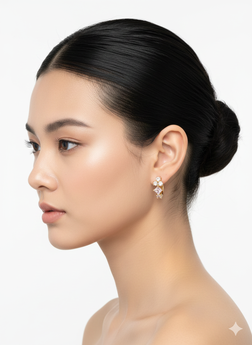 Huggies Zirconia Irregular sizes -18K Gold Plated