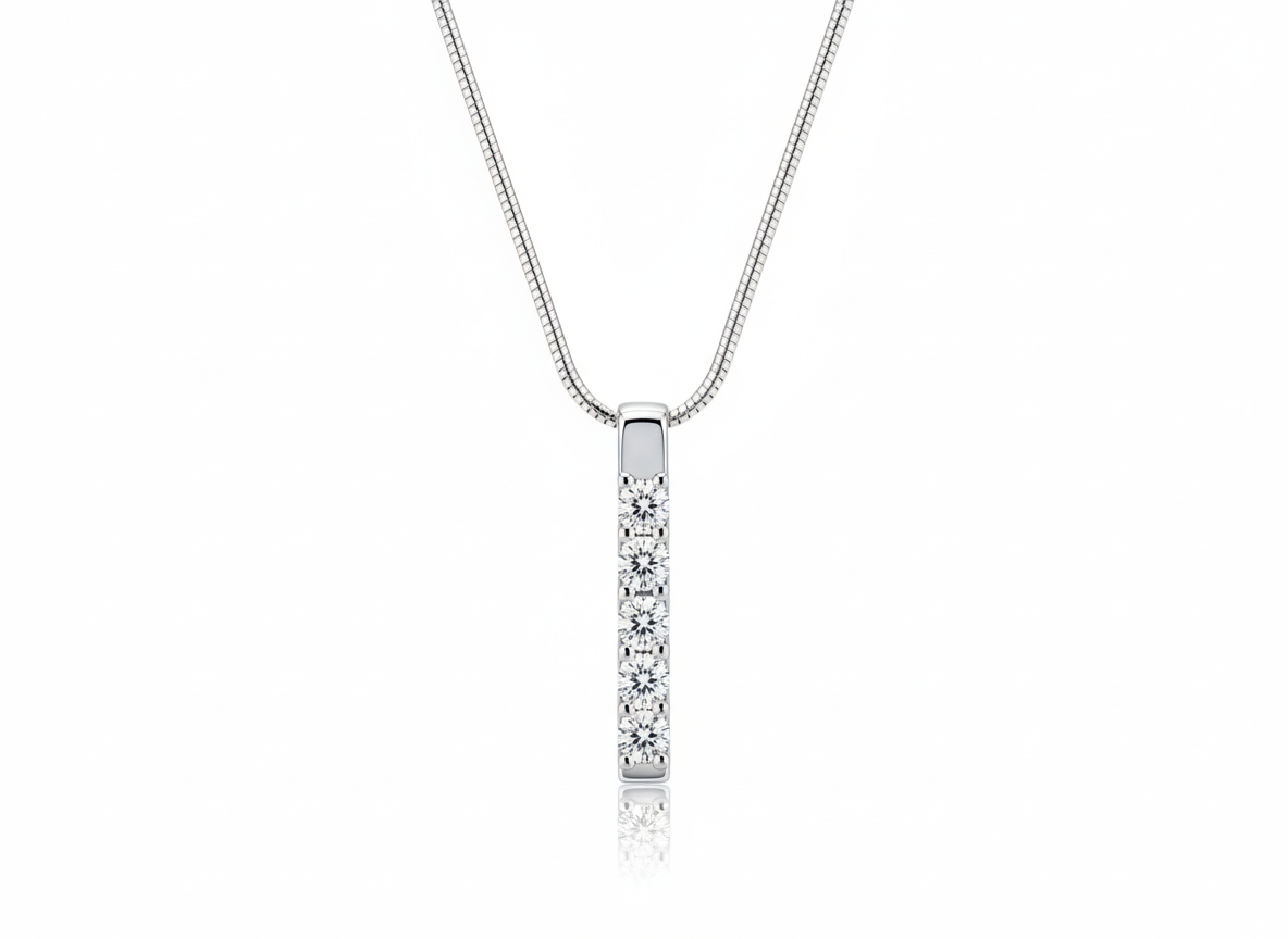 Necklace Zircons Stick – Sterling Silver 925