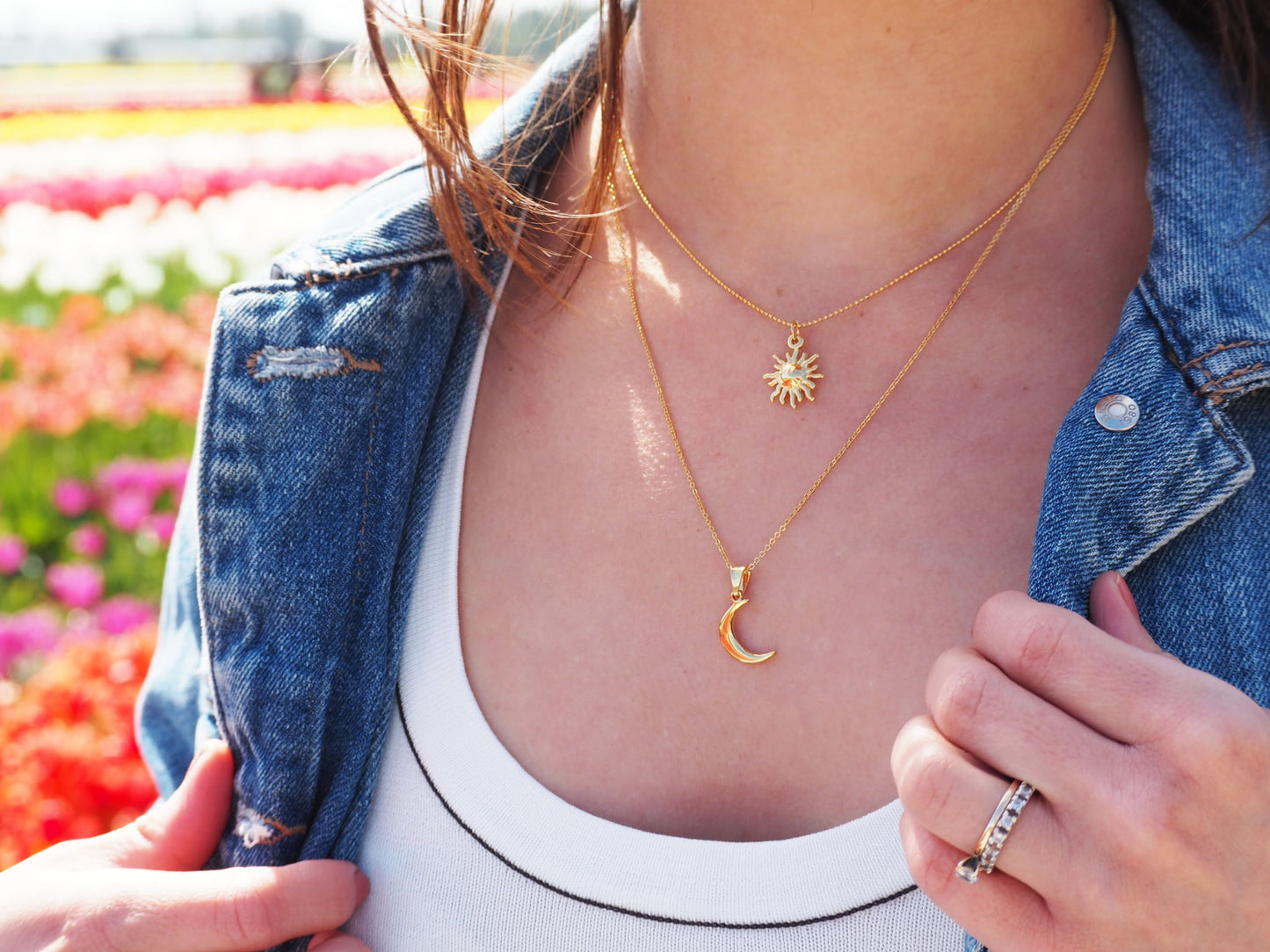 Moon Crescent Necklace Gold plated 22k