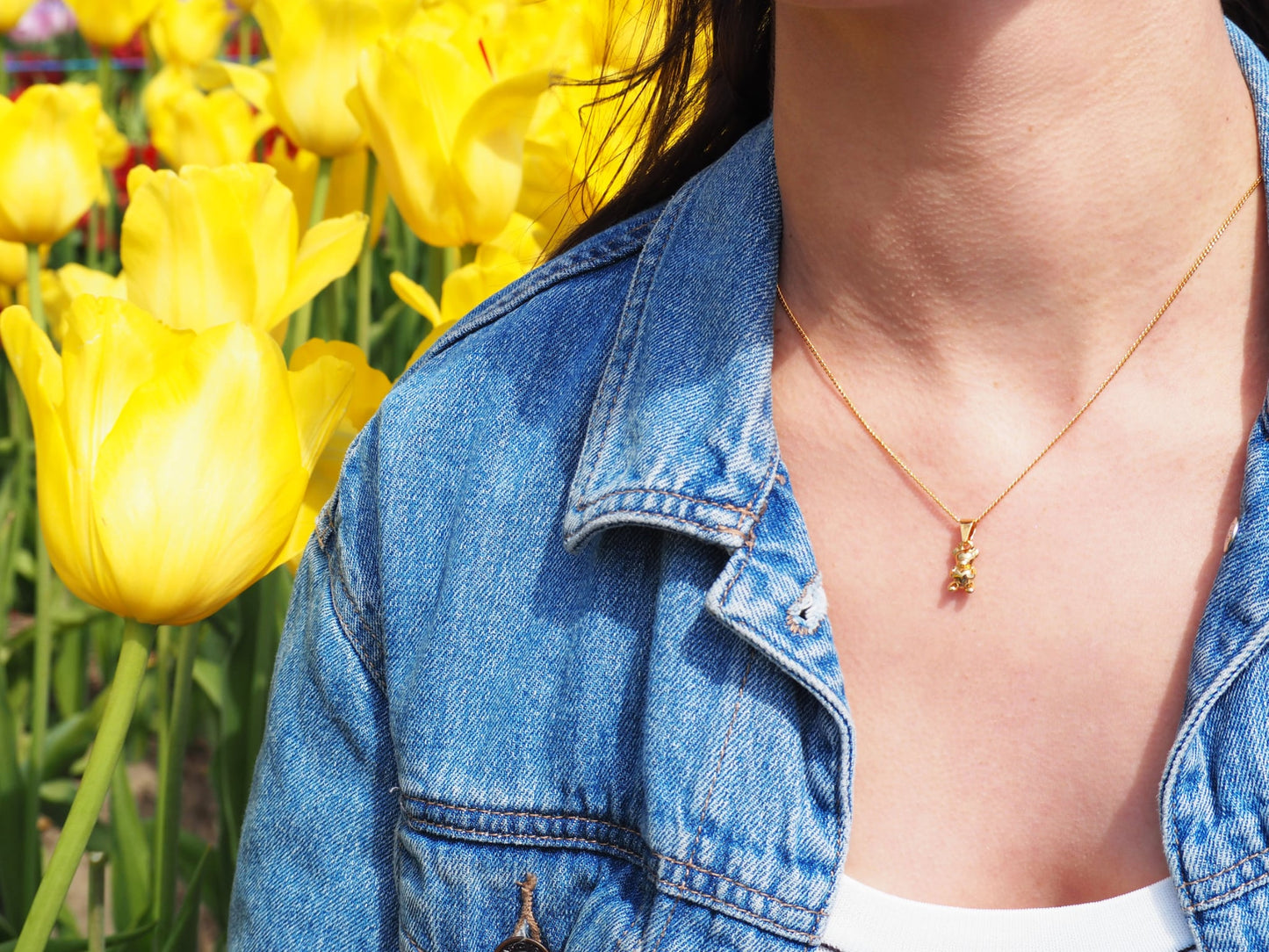 Bear with Heart Necklace| 22k Gold Plated