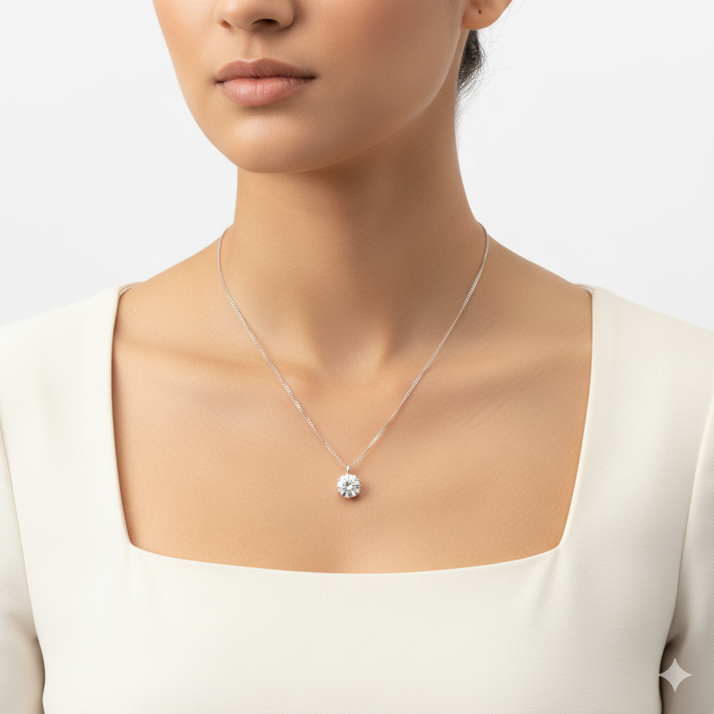 White Zirconia Necklace - Sterling Silver 925
