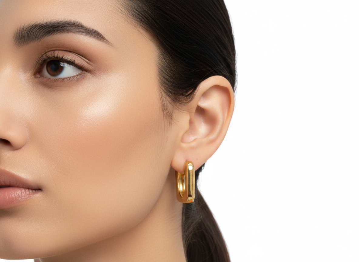 Huggies Square Classic Earrings Gold Plated 18k