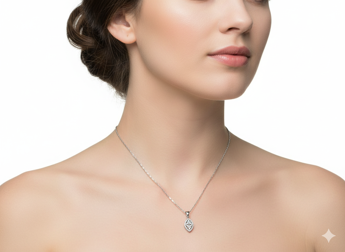 Necklace Pendant with Zirconia – Sterling Silver 925