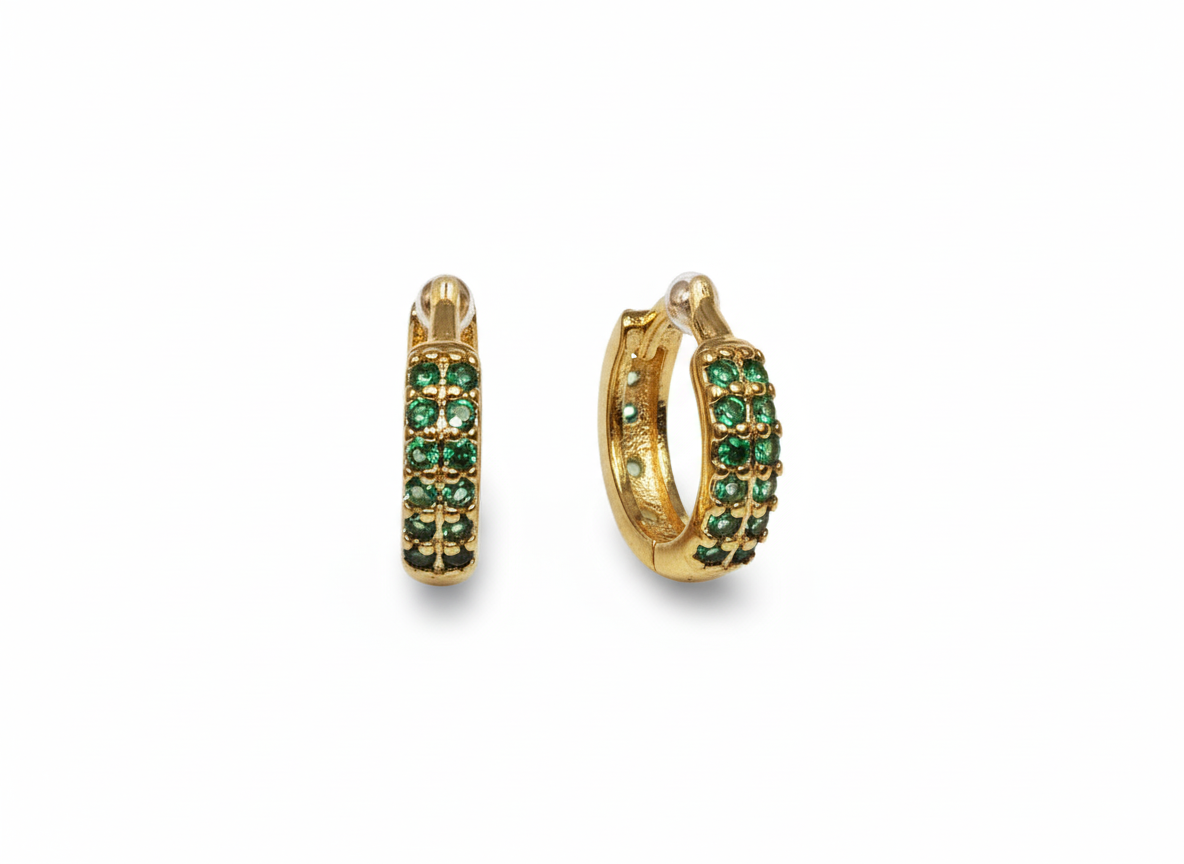 Mini Huggies with Zircons-Gold plated 18k