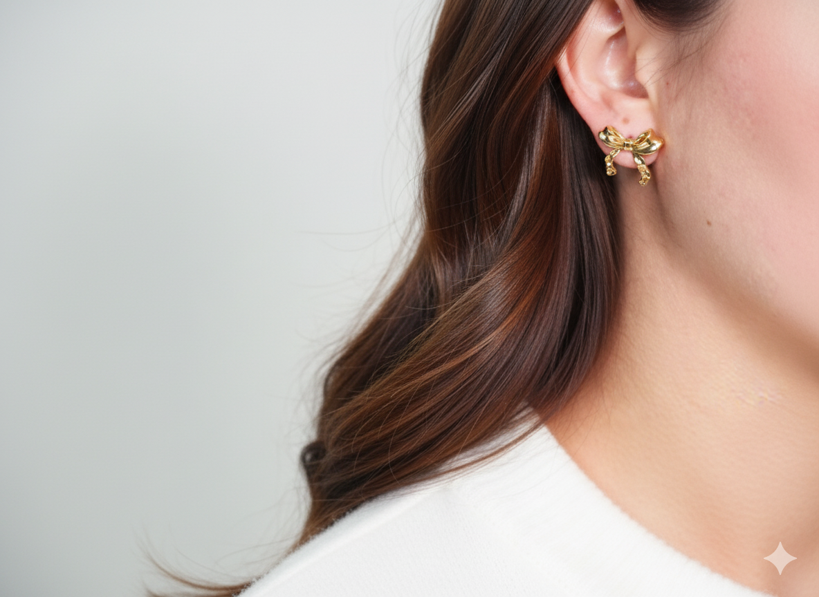 Elegant Bow Earrings – 18K Gold Plated