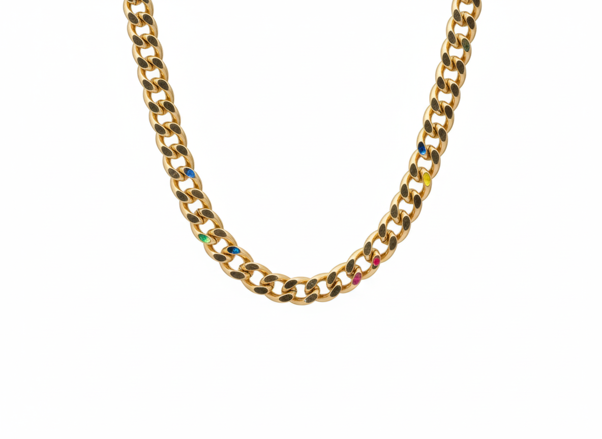 Necklace Chain with colors Gold plated 18k