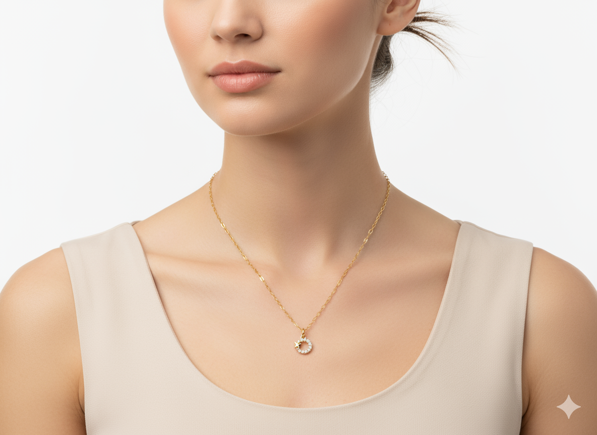 Circle with Zircons & Mini Butterfly Necklace