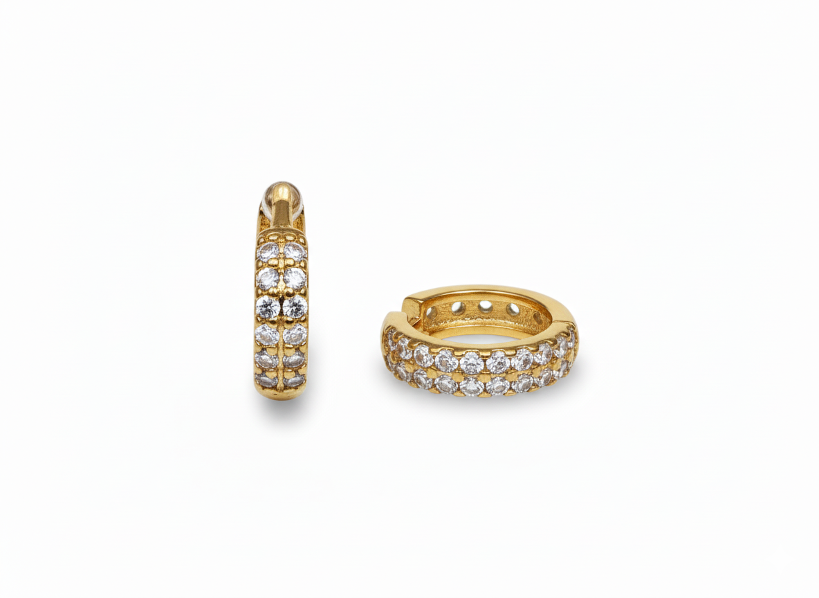 Mini Huggies with Zircons-Gold plated 18k