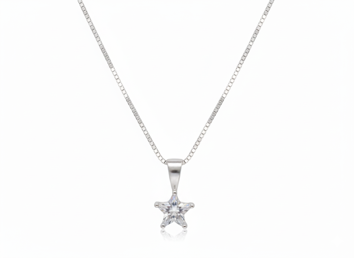 White Star Zirconia Necklace in Sterling Silver 925