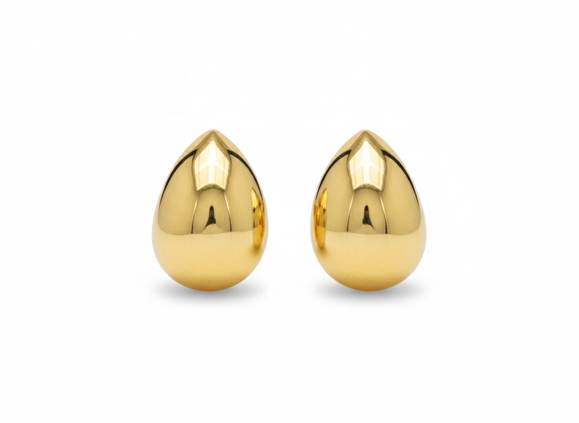 Huggies Drops Chunky Earrings - Gold Plated 18k