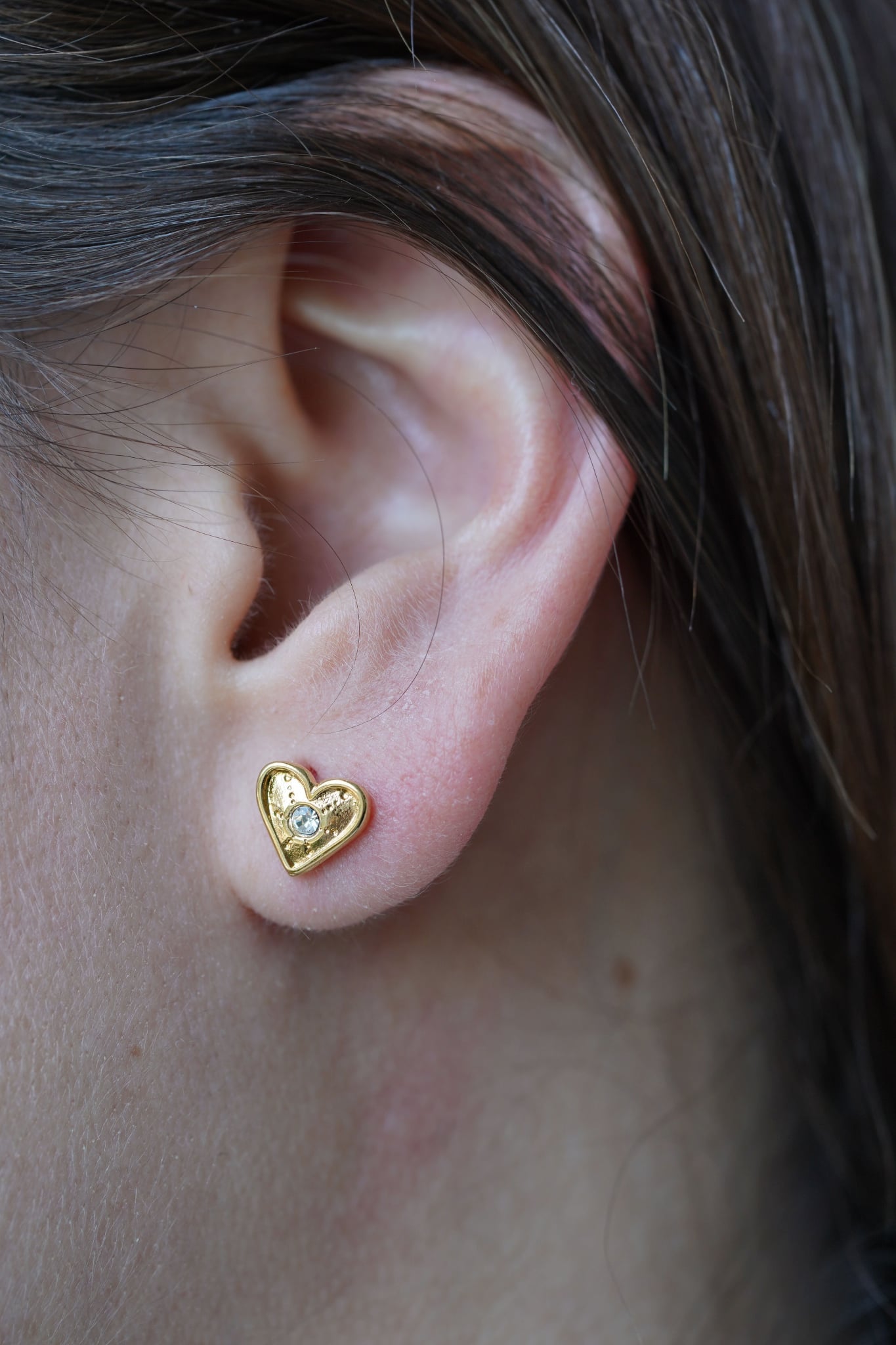 Heart Zircon Earrings - Gold Plated 22k Waterproof