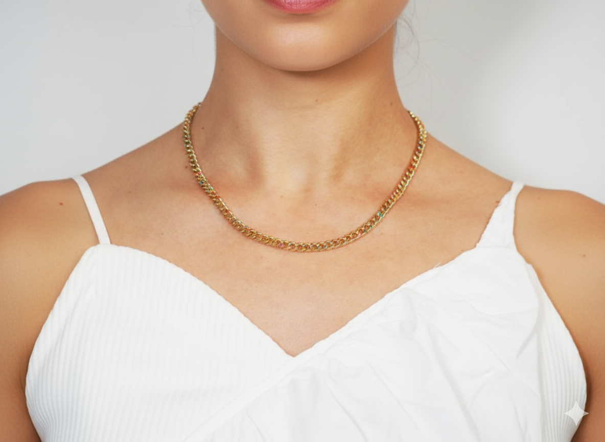 Necklace Chain with colors Gold plated 18k