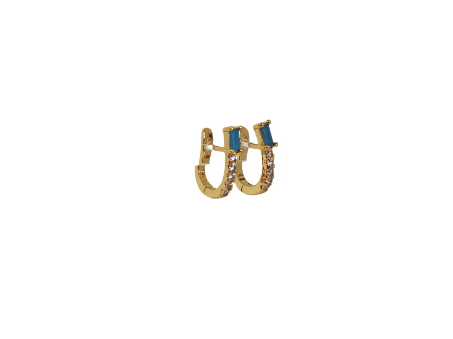 Huggies Blue Stone & Mini Zircons-18K Gold Plated
