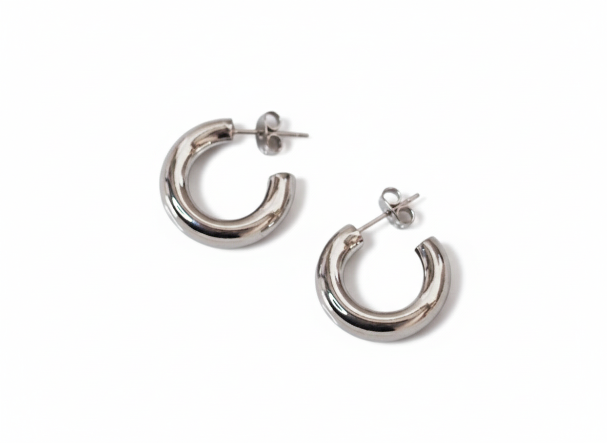 Chunky Classic Hoops - Silver Plated