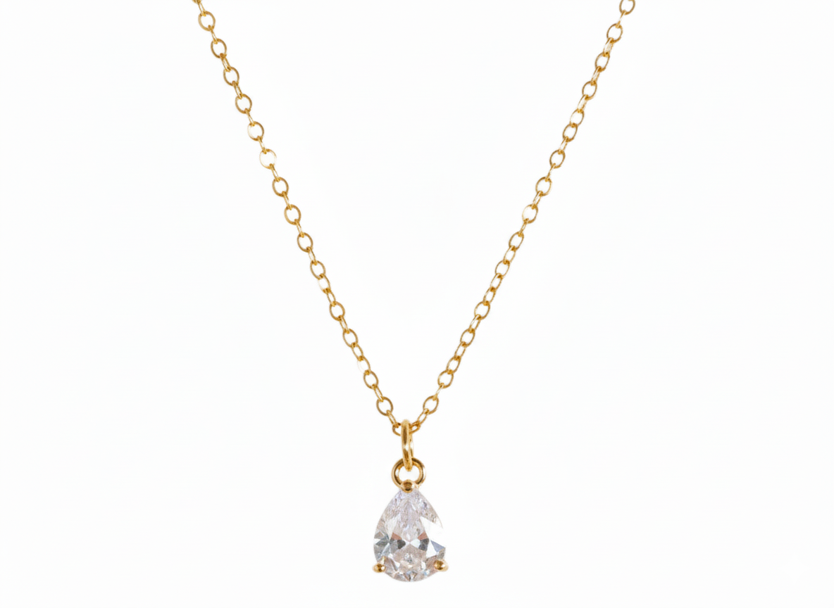 Drop Zircon Necklace – 18K Gold-Plated