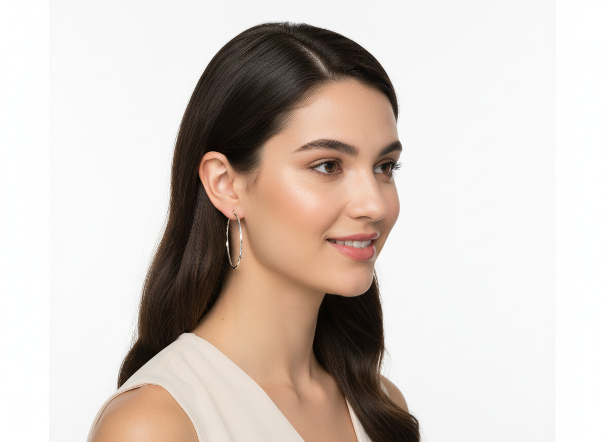 Medium Classic Hoops Earrings Sterling Silver 925