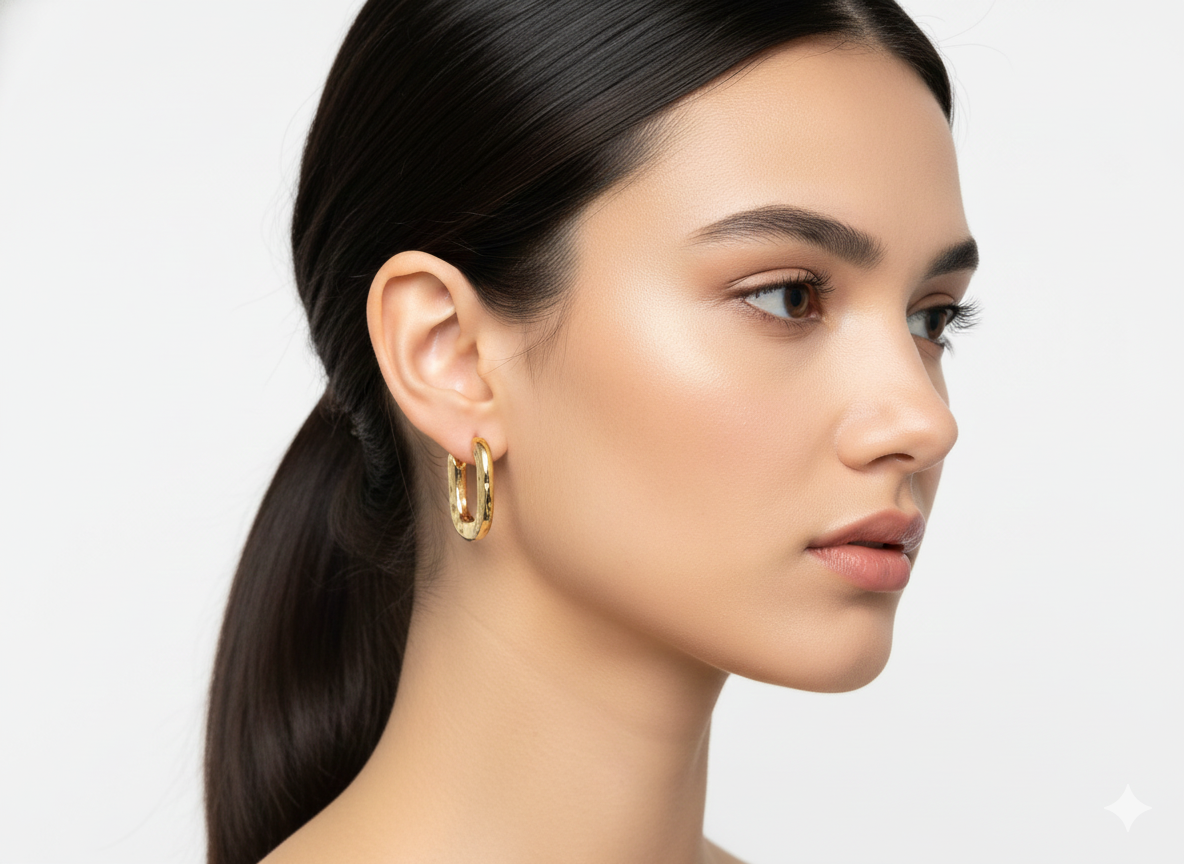 Huggies Classic Rectangle - 18K Gold Plated