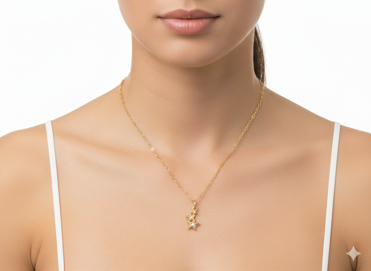 Triple Star Necklace with Zirconia – 18K Gold Plated