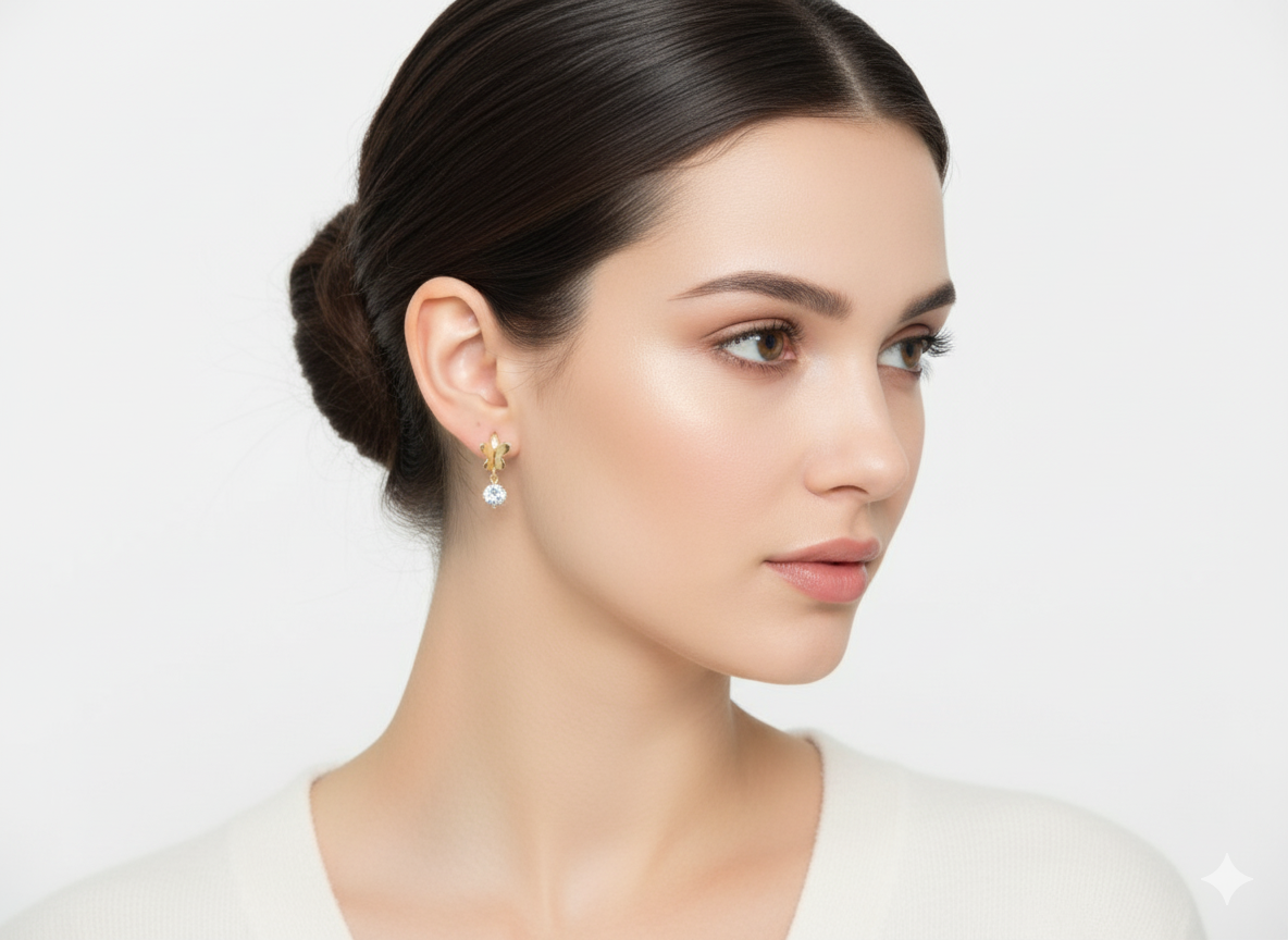 Huggies with Zirconia and- 18K Gold Plated