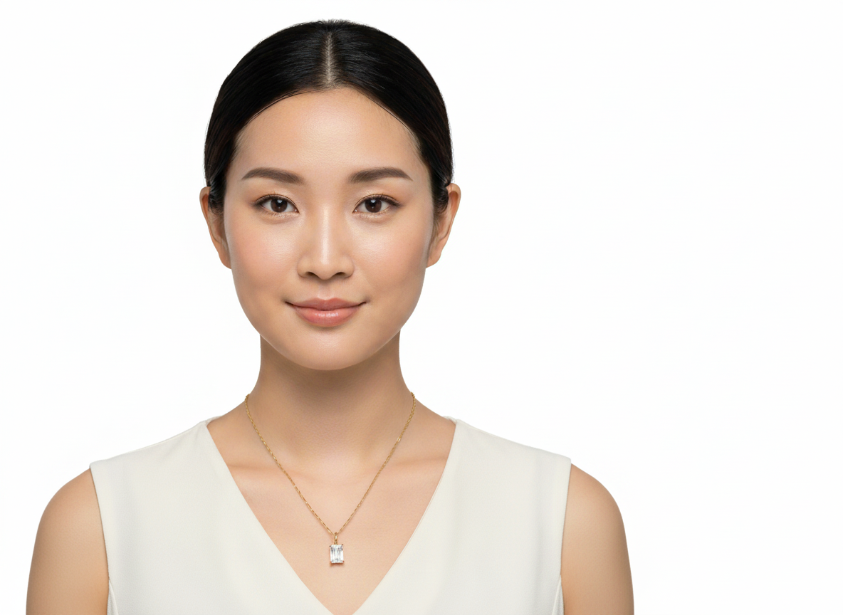18K Gold-Plated Necklace with Rectangle Zirconia Pendant