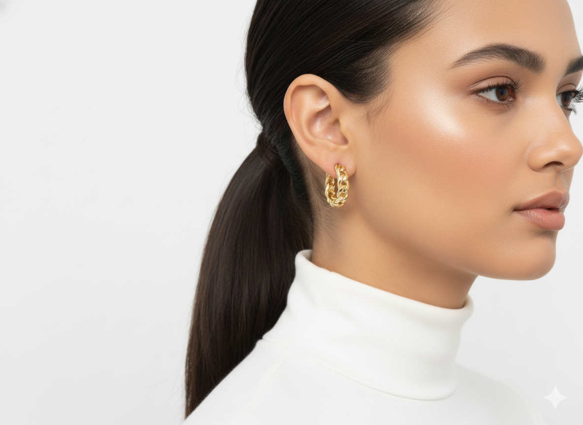 Hoops shape of chain-Gold Plated 18k