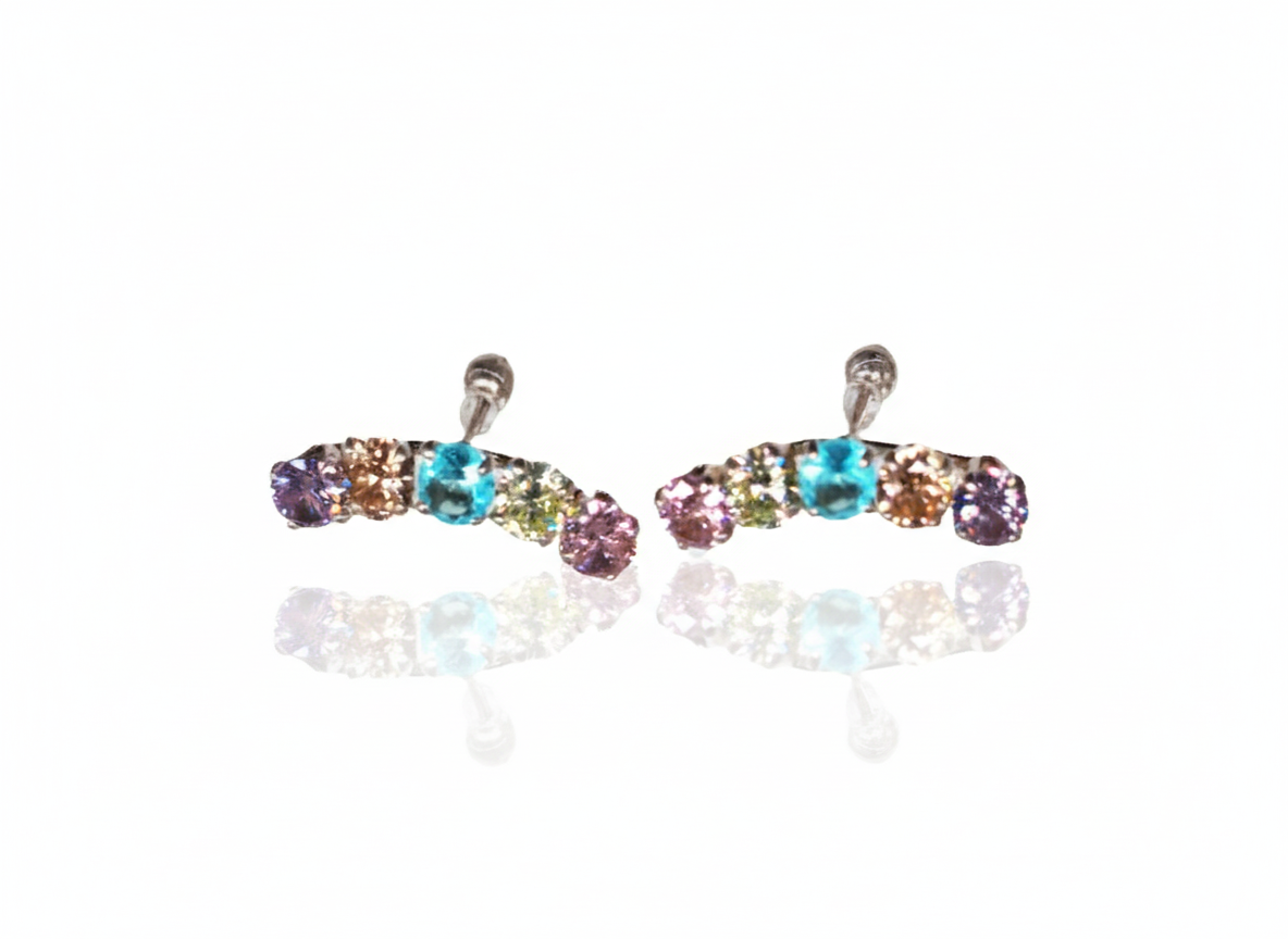 Soft Color Earrings with Zirconia Sterling Silver 925