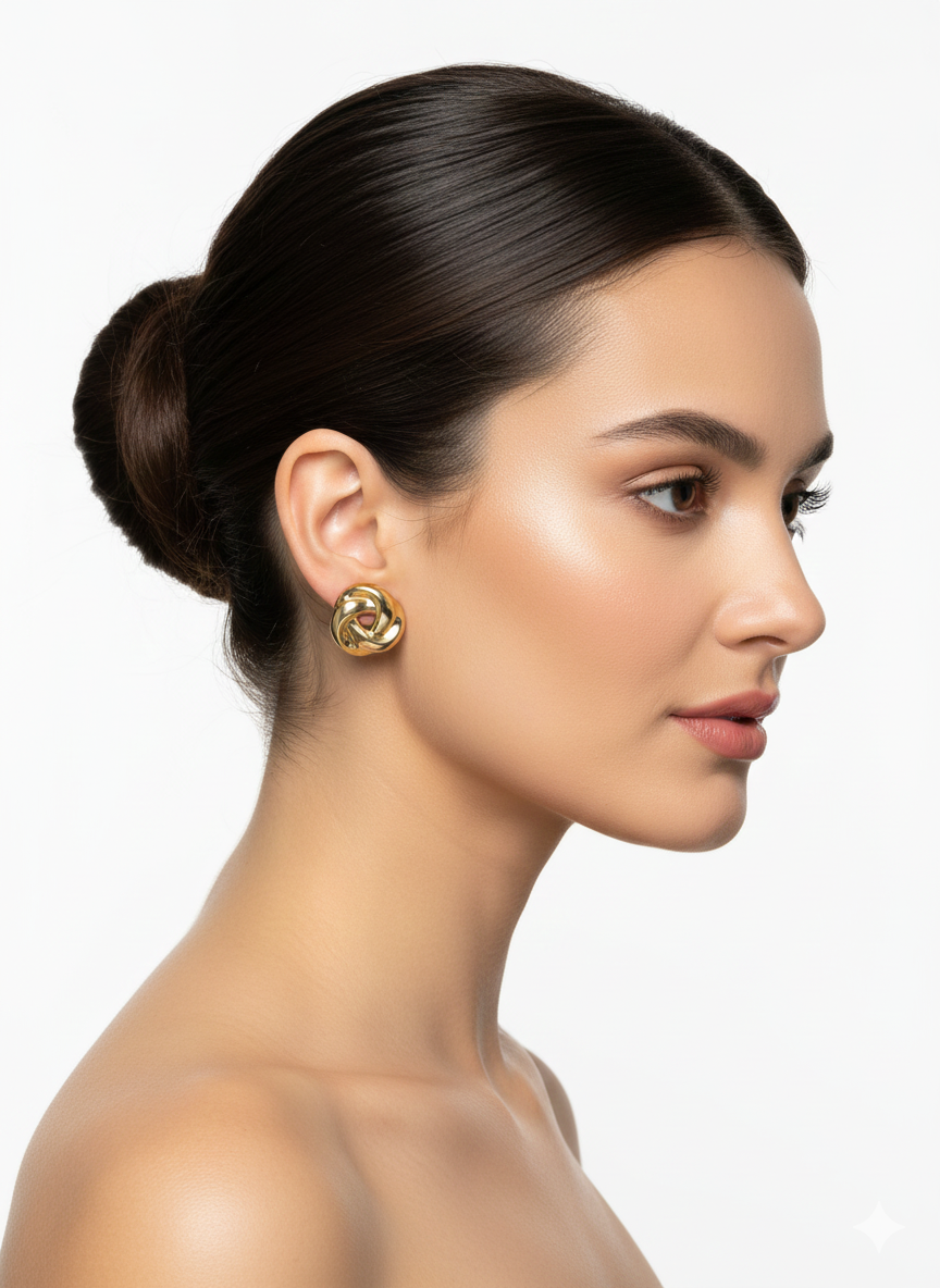 Big Classic Earrings Vintage -18k Gold Plated -Size: