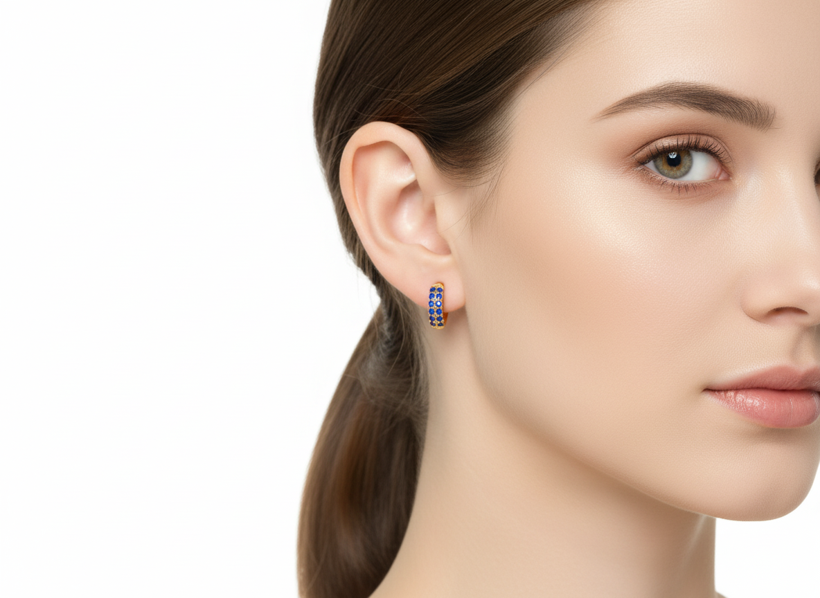 Mini Huggies with Zircons-Gold plated 18k