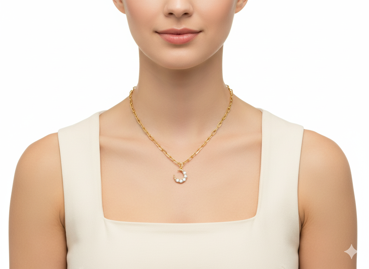 Noon Necklace with White Zirconias