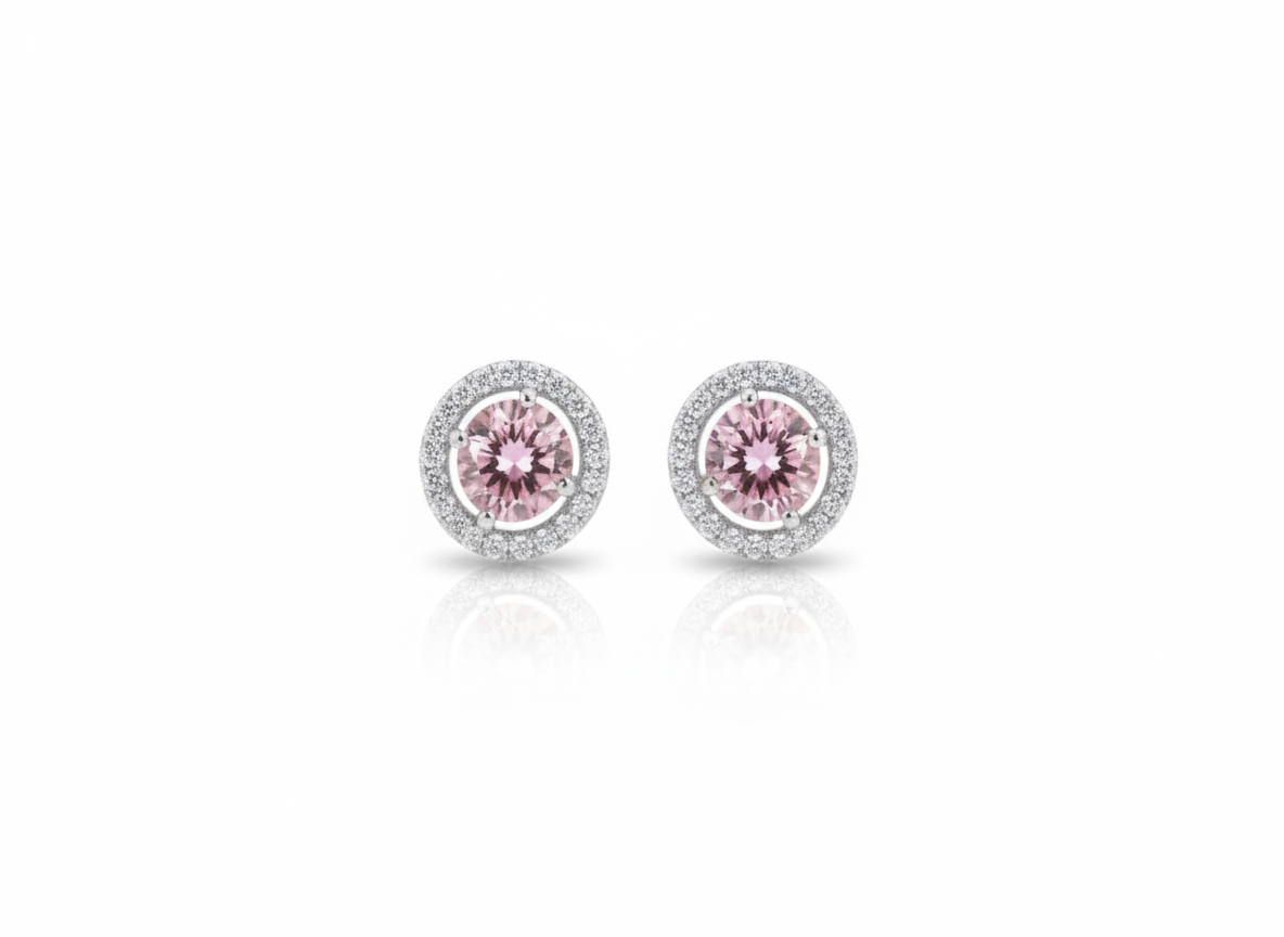 Pink Zirconia Earrings in Sterling Silver 925