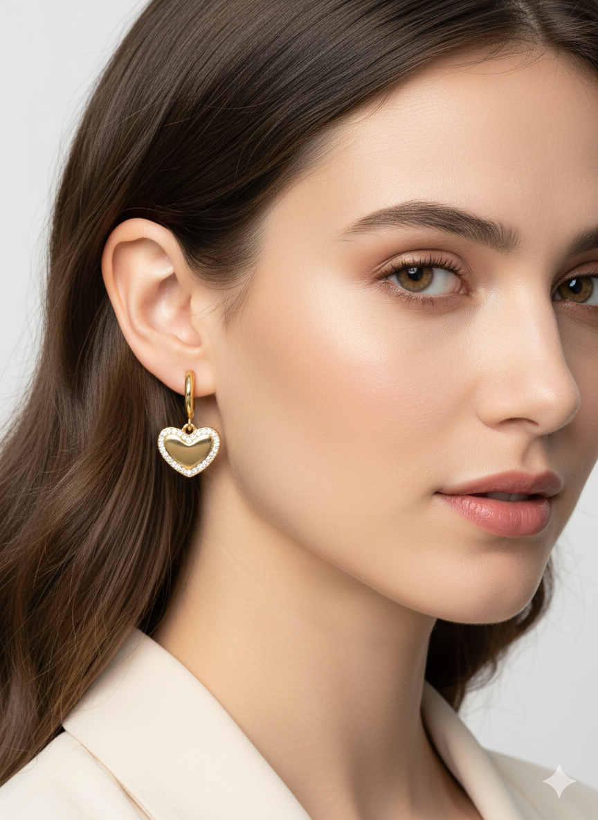 Huggies Heart with Zircon – 18K Gold Plated