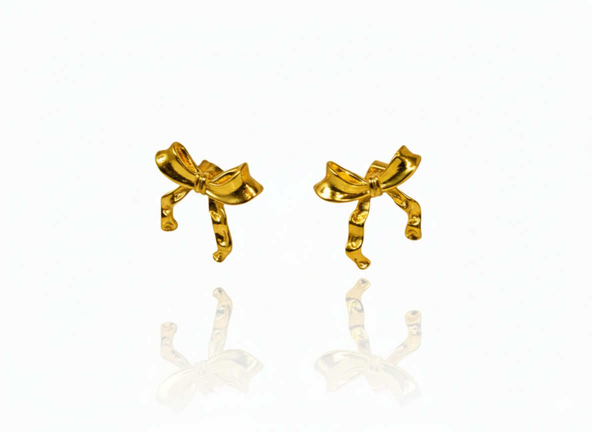 Elegant Bow Earrings – 18K Gold Plated