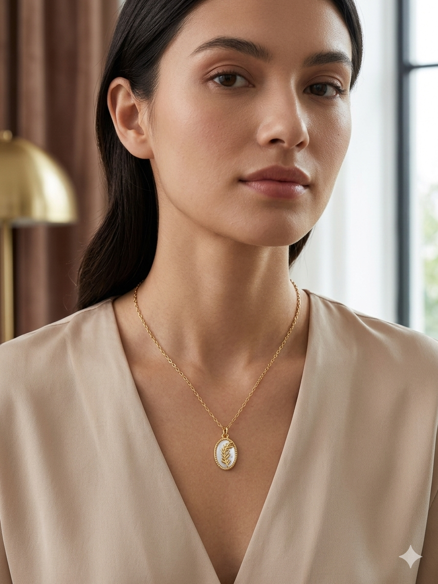 White Shell Branch Necklace-Gold plated 18k