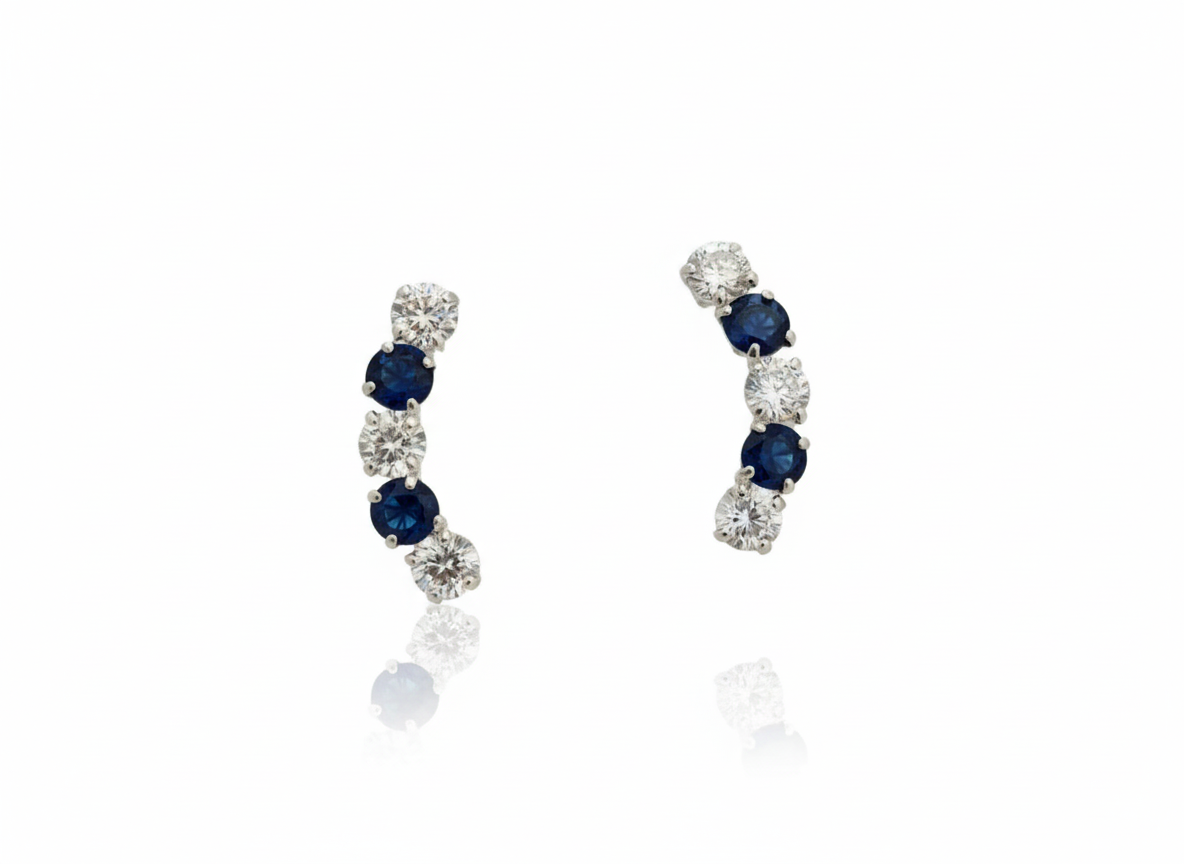 Blue Earrings with Zirconia - Sterling Silver 925
