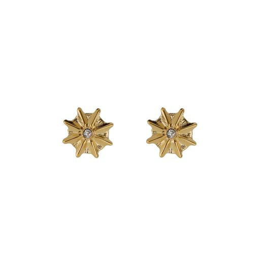 Fun Star Earrings with White Zircon - Gold Plated 22k Waterproof
